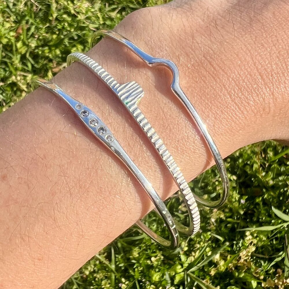 Bohemian & Trendy Silver Plated Bangle & Zircon Stackable Bangle Brass
